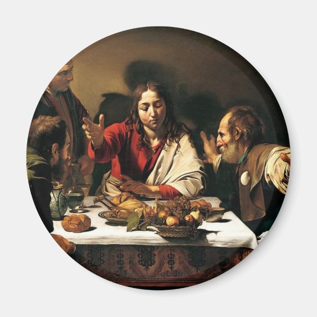 Caravaggio - Abendessen im Emmaus - Klassische Mal Magnet (Vorne)