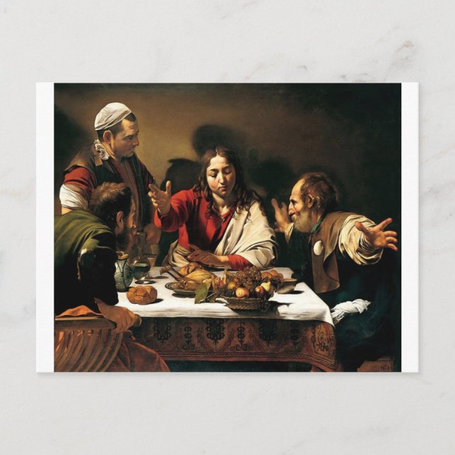 Caravaggio - Abendessen im Emmaus - Klassische Mal Postkarte (Vorderseite)
