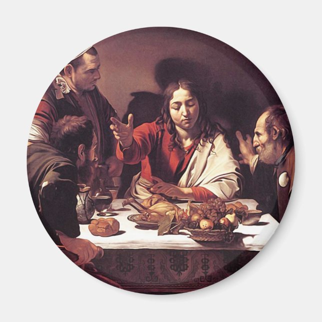 Caravaggio - Abendessen im Emmaus Magnet (Vorne)