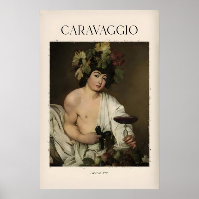 Caravaggio Bacchus Kunstprint - Römischer Gott des Poster (Vorne)