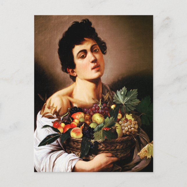 Caravaggio Boy mit einem Korb Obst Postkarte (Vorderseite)