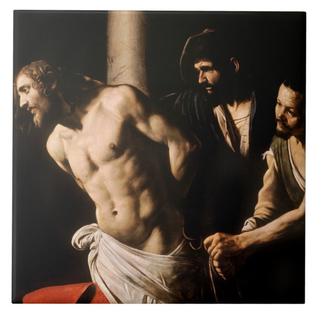 Caravaggio - Christus an der Spalte Fliese (Vorderseite)