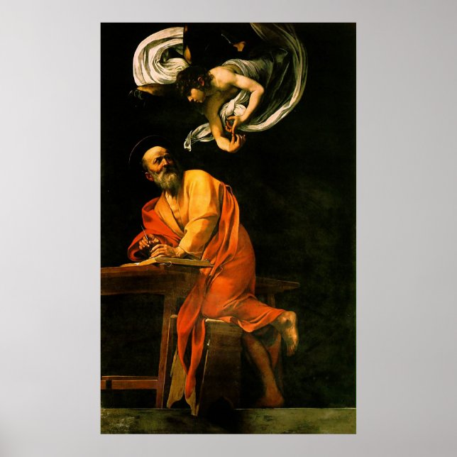 Caravaggio Die Inspiration von Saint Matthew Poster (Vorne)