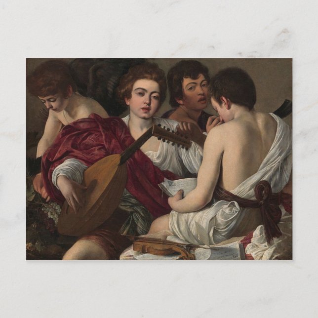 Caravaggio - Die Musiker - Klassisches Kunstwerk Postkarte (Vorderseite)