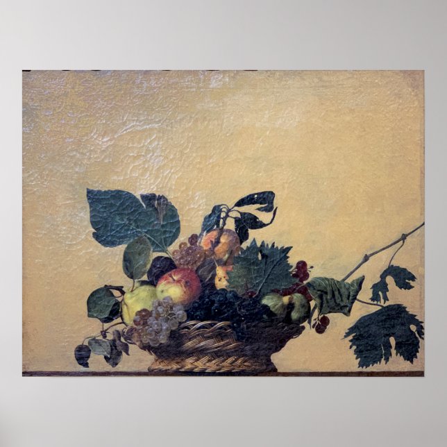 Caravaggio - Obstkorb - Öl auf Leinwand Poster (Vorne)
