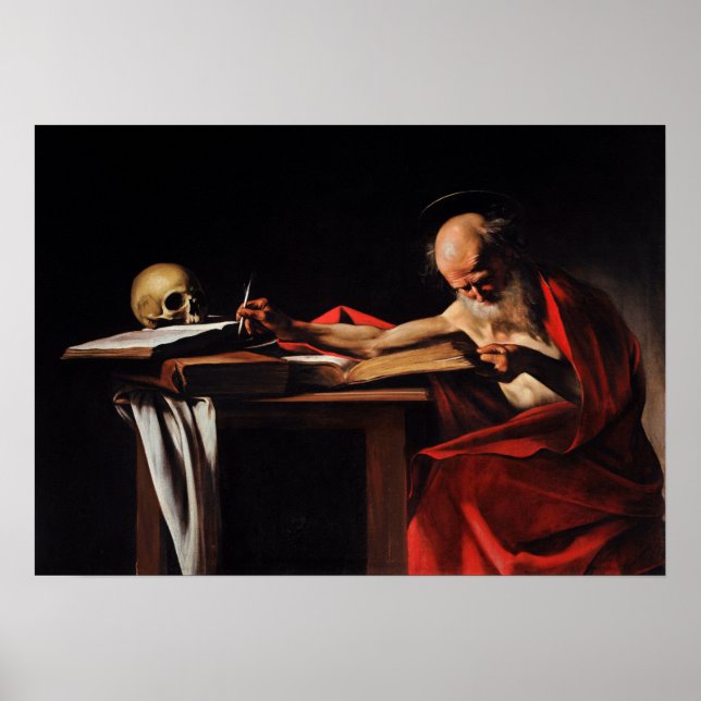 Caravaggio - Saint Jerome Writing 1605 Poster (Vorne)