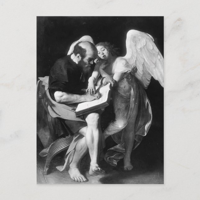Caravaggio - Saint Matthew und Angel Postkarte (Vorderseite)