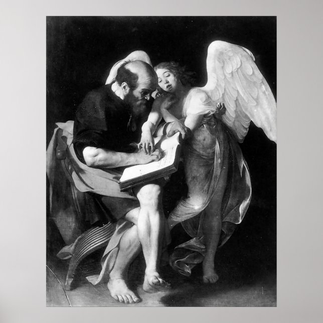 Caravaggio St Matthew und Angel Poster (Vorne)