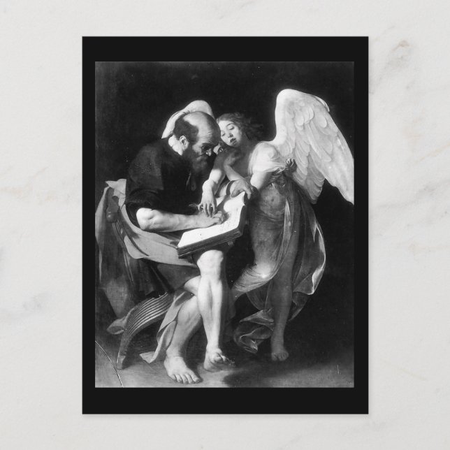 Caravaggio St Matthew und Angel Postkarte (Vorderseite)