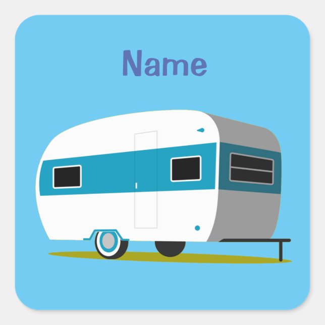 Caravan Camper RV Thunder_Cove Quadratischer Aufkleber (Vorderseite)