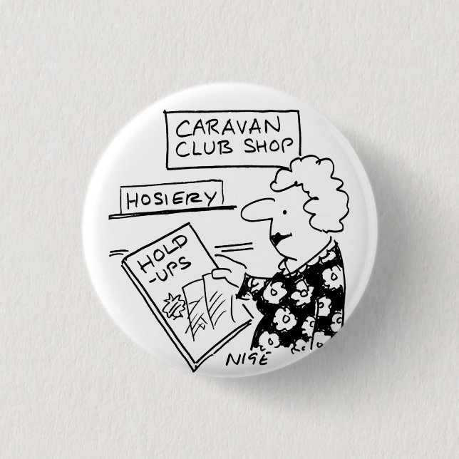 Caravan Club Shop Strumpfwaren Cartoon Button (Vorderseite)