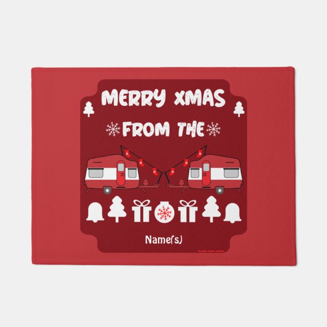 Caravan Happy Christmas Camping Fußmatte (Vorderseite)