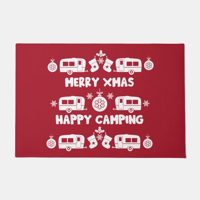 Caravan Happy Christmas Camping Fußmatte (Vorderseite)
