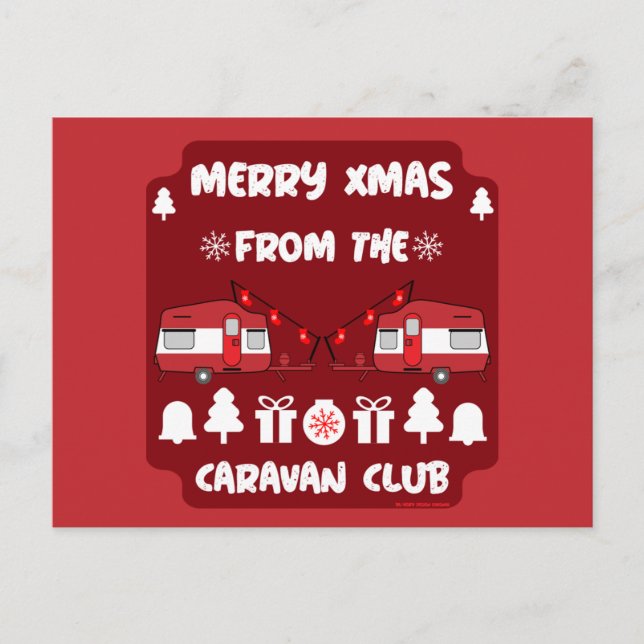 Caravan Happy Christmas Camping Postkarte (Vorderseite)