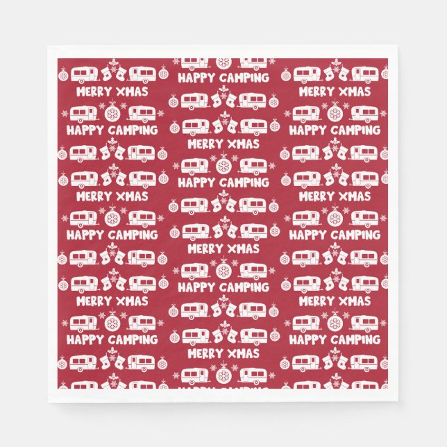 Caravan Happy Christmas Camping Serviette (Vorderseite)