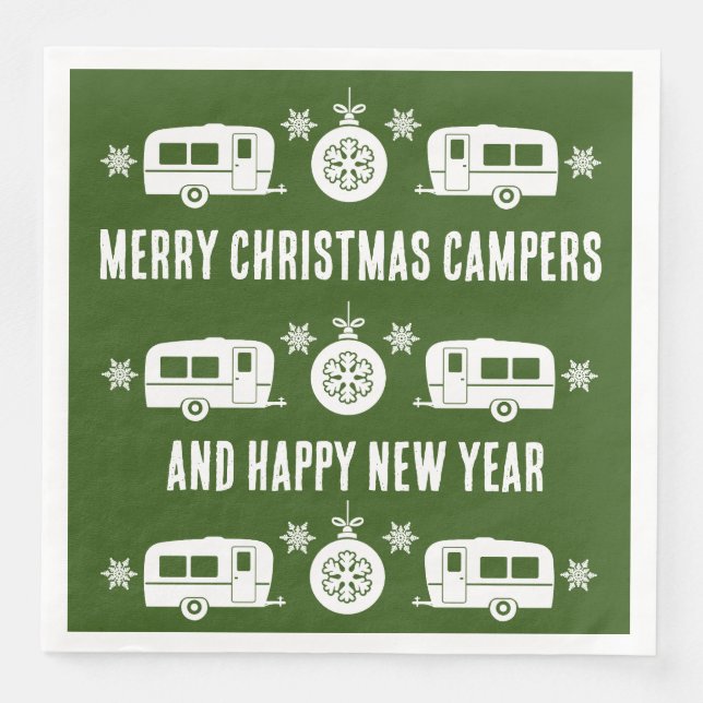 Caravan Happy Christmas Camping Serviette (Vorderseite)