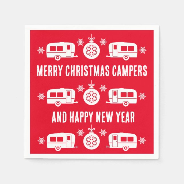 Caravan Happy Christmas Camping Serviette (Vorderseite)