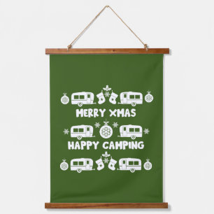 Caravan Happy Christmas Camping Wandteppich Mit Holzrahmen
