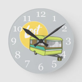 Caravan Lost Summer Holiday Runde Wanduhr