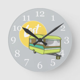 Caravan Lost Summer Holiday Runde Wanduhr