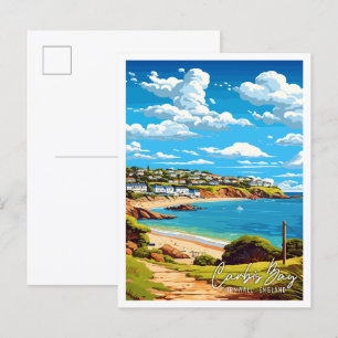 Carbis Bay Cornwall England Vintage Reise Postkarte