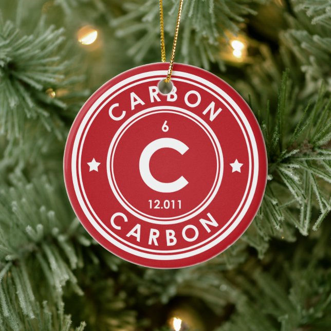 Carbon Element Red Keramik Ornament (Baum)