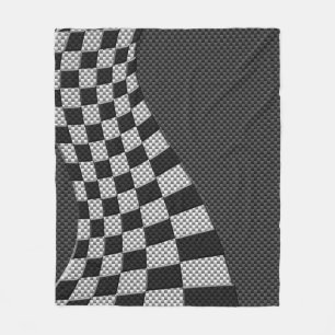 Carbon Fiber like Racing Flag Wave Print Fleecedecke