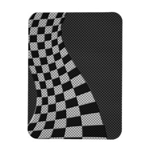 Carbon Fiber like Racing Flag Wave Print Magnet