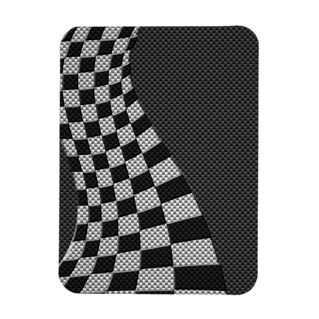 Carbon Fiber like Racing Flag Wave Print Magnet (Vertikal)