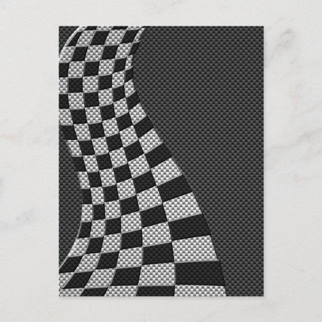 Carbon Fiber like Racing Flag Wave Print Postkarte (Vorderseite)