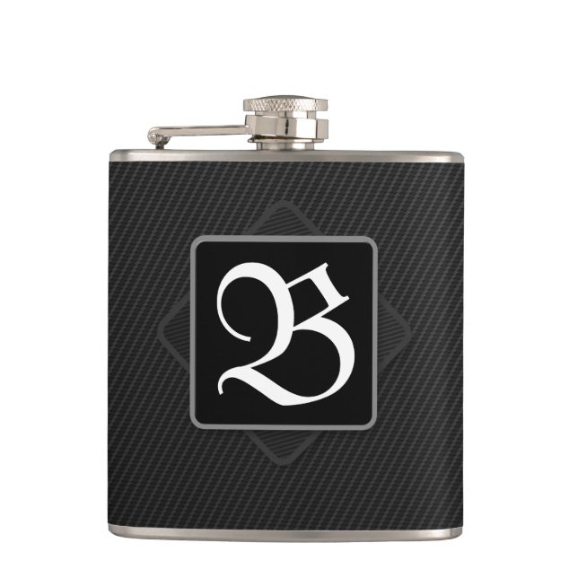 Carbon Fibre Black Monogram Drink Flask Flachmann (Vorderseite)