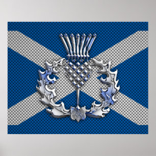 Carbon Fibre Print Scotland Flag Poster