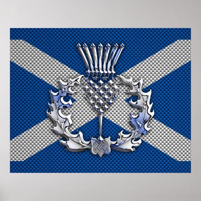 Carbon Fibre Print Scotland Flag Poster (Vorne)