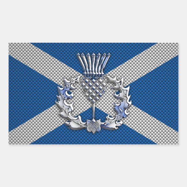 Carbon Fibre Print Scotland Flag Rechteckiger Aufkleber (Vorderseite)
