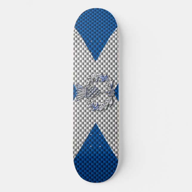 Carbon Fibre Print Scotland Flag Skateboard (Vorderseite)