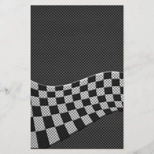 Carbon Fibre Racing Flag Schachbretts Wave Print Briefpapier