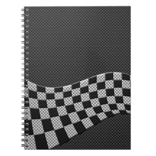 Carbon Fibre Racing Flag Schachbretts Wave Print Notizblock