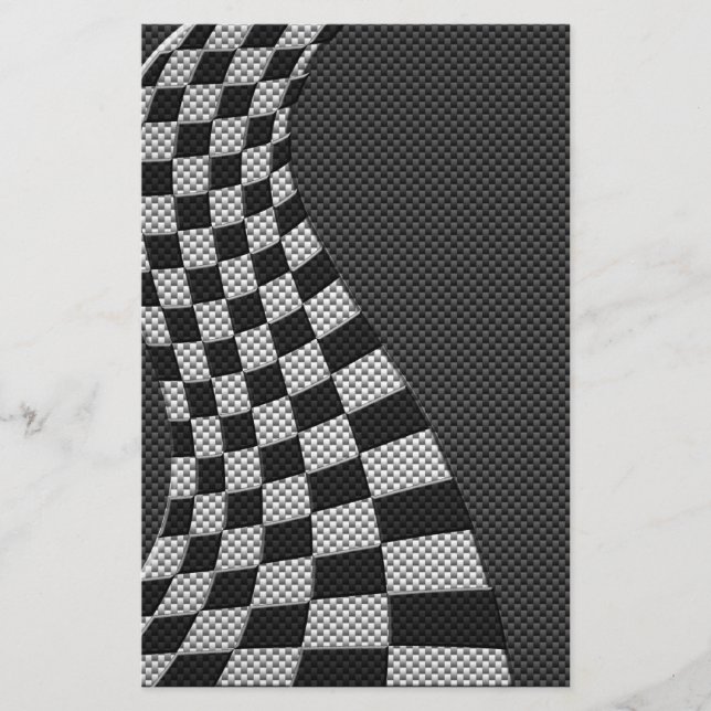 Carbon Fibre Racing Flag Wave Print Briefpapier (Vorderseite)