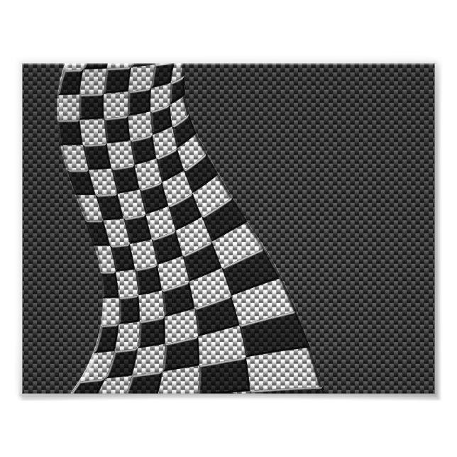 Carbon Fibre Racing Flag Wave Print Fotodruck (Vorne)