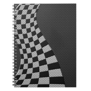 Carbon Fibre Racing Flag Wave Print Notizblock