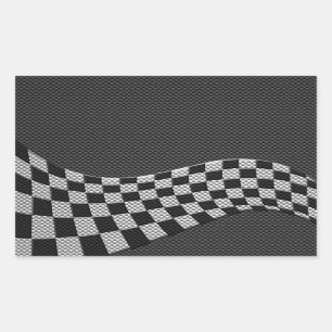 Carbon Style Racing Flag Wave Decke Rechteckiger Aufkleber
