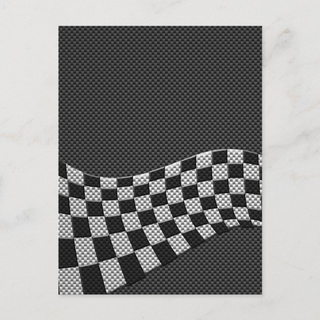 Carbon Style Racing Flag Wave Decor Postkarte (Vorderseite)