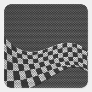 Carbon Style Racing Flag Wave Decor Quadratischer Aufkleber