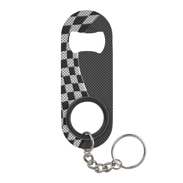 Carbon Style Racing Flag Wave Decor Schlüsselbund Flaschenöffner (Rückseite)