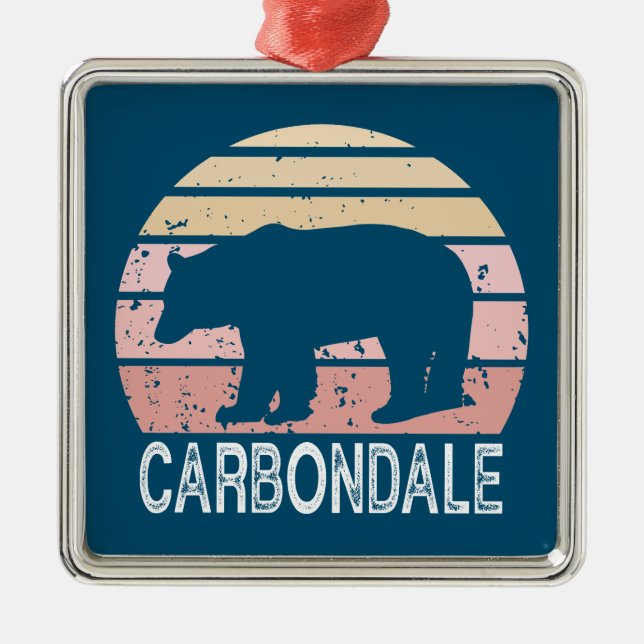 Carbondale Colorado Retro Bear Ornament Aus Metall (Vorne)