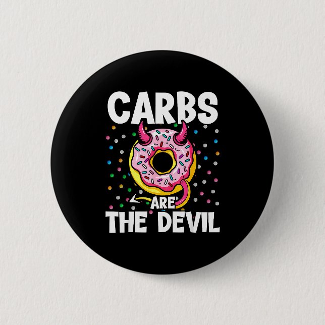 Carbs Are The Devil Funny Donut Diet New Year's Re Button (Vorderseite)