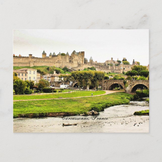 Carcassonne, Frankreich, landschaftliches Foto Postkarte (Vorderseite)
