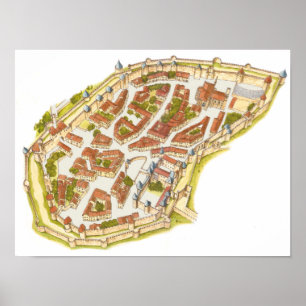 Carcassonne Frankreich. Luftaufnahme Poster
