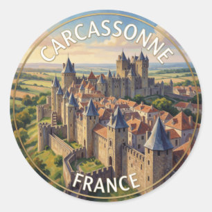 Carcassonne Frankreich mittelalterliche Festung Re Runder Aufkleber