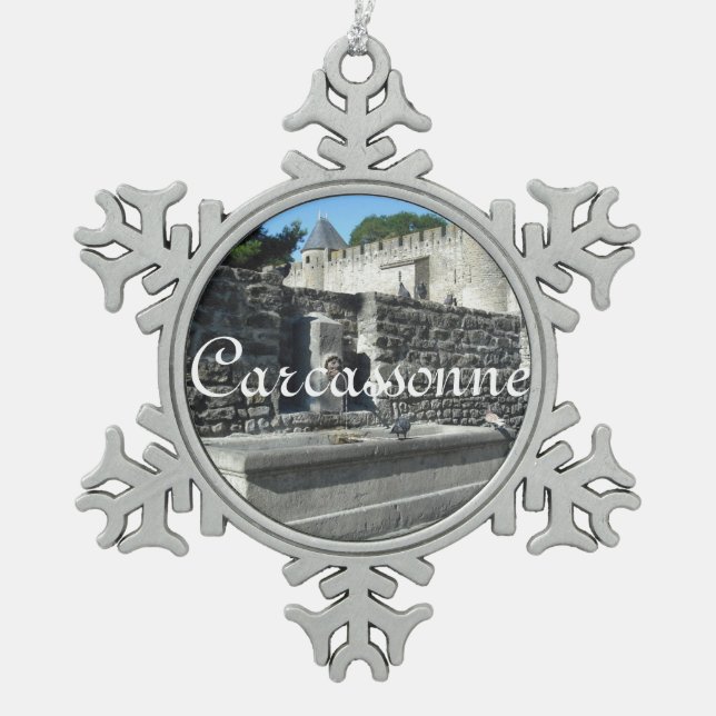 Carcassonne, Frankreich Schneeflocken Zinn-Ornament (Vorderseite)